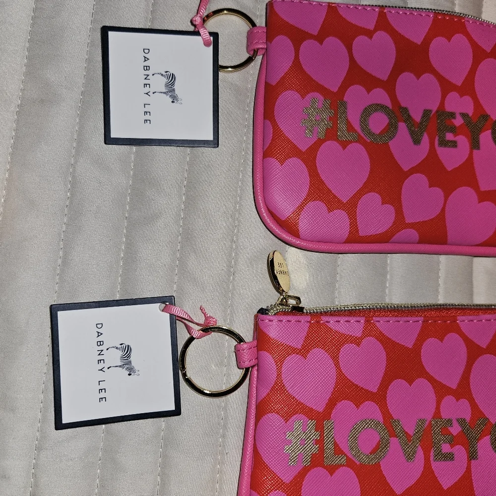 Set of Two Dabney Lee Cosmetic - Coin - Key #LOVEYOU Bag - Purse NWT